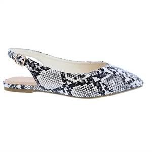NEW LILIANA emerson snake slingback flats in black white